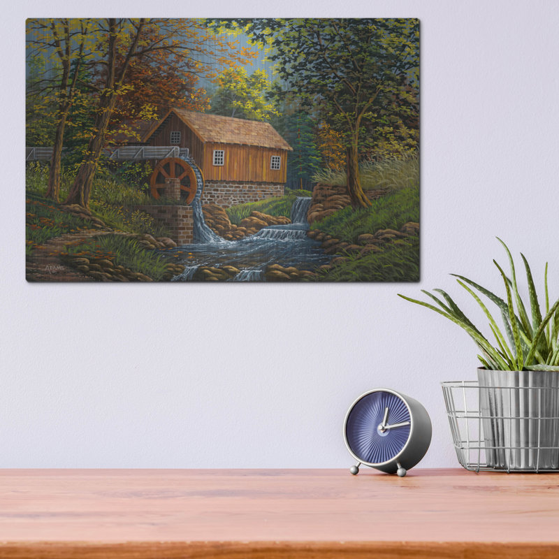 «Shady Grove Mill» par Gary Adams, art mural en métal, H 12 po x l 16 po