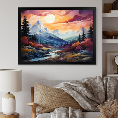 Mountains Majestic Peaks Pointillism II, reproduction d'art sur toile