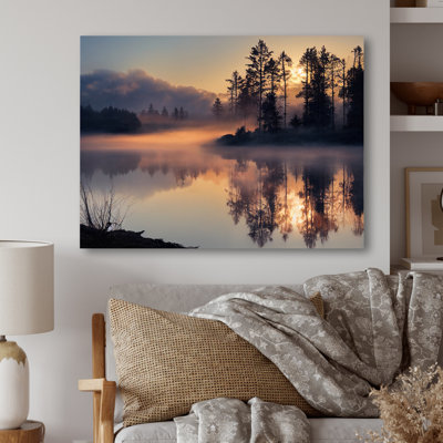 Calila Morning Fog over the Lake Sunset I - Print on Canvas