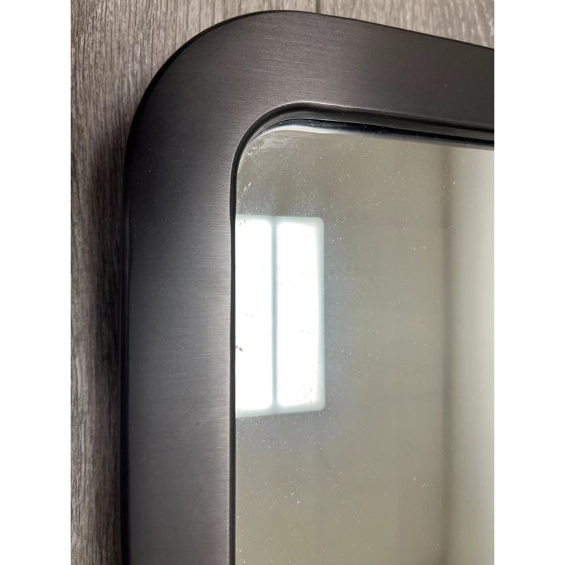 Atle Metal Rectangle Wall Mirror, Black