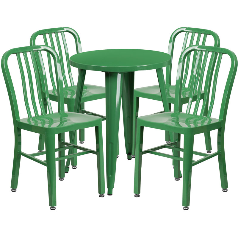 Scotia 4 - Person Patio Dining Set with Round Table, Green