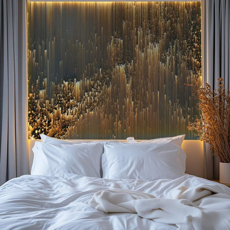 Papier peint mural de luxe abstrait métallique doré et bleu sarcelle foncé, décoration murale moderne et élégante