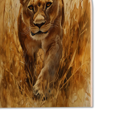 Lioness on the Hunt - Nature Wood Wall Decor
