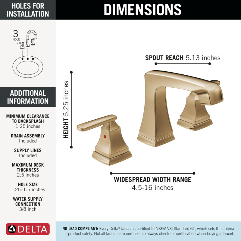 Robinet de salle de bain espacé à 3 trous et 2 poignées Ashlyn, Bronze champagne
