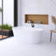 Baignoire autoportante de 160 cm (63 po) en surface solide blanche mate avec bonde
