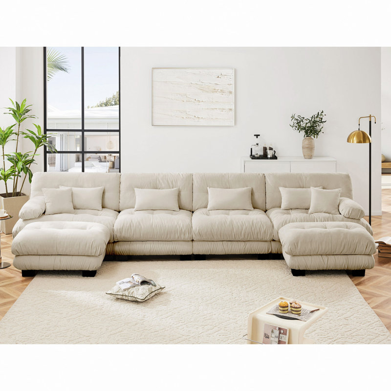 Free Combination, Modular Sectional Sofa,U_Shaped Couch For Living Room, 4 Seater Comfy Cloud Couch With Ottoman