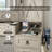 Farmhouse Vanity Desk with Sliding Lighted Mirror & Charging Station - Driftwood Gray-981590476
