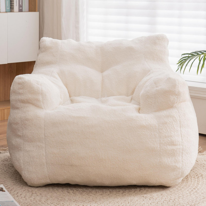 Soft Teddy Fabric Bean Bag Chair, Ivory