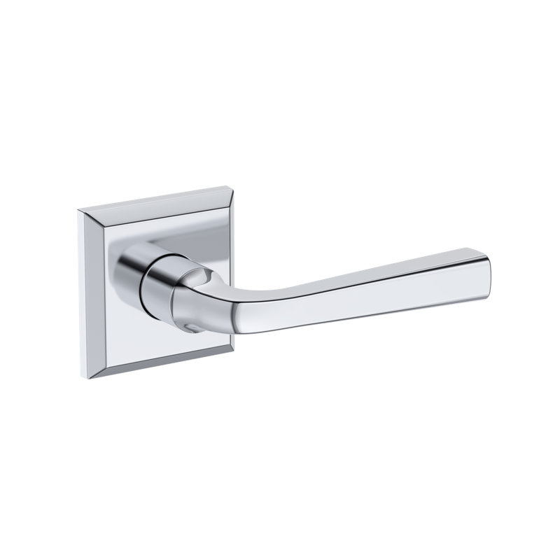 Kinsella Half Dummy Lever with Traditional Square Rose in Matte Black, Polished Chrome