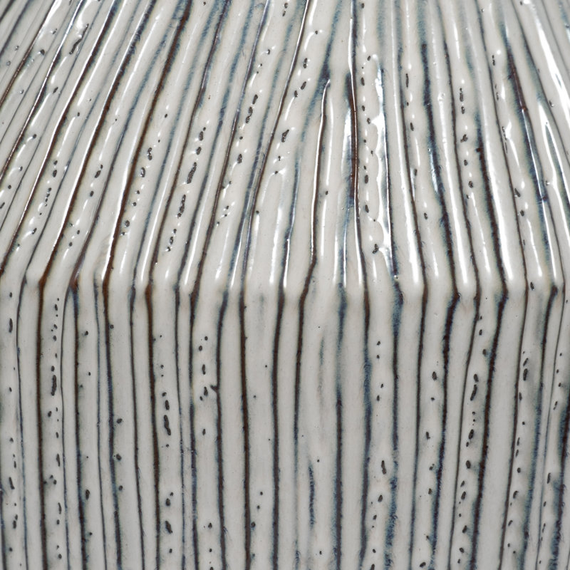 Vase à couvercle en grès Chambre, Gris, H 20 po x l 8 po x P 8 po
