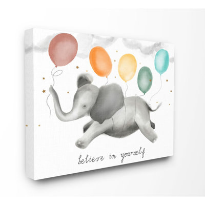«Believe in Yourself Balloon Elephant Kids Design» par Daphne Polselli, reproduction d'art