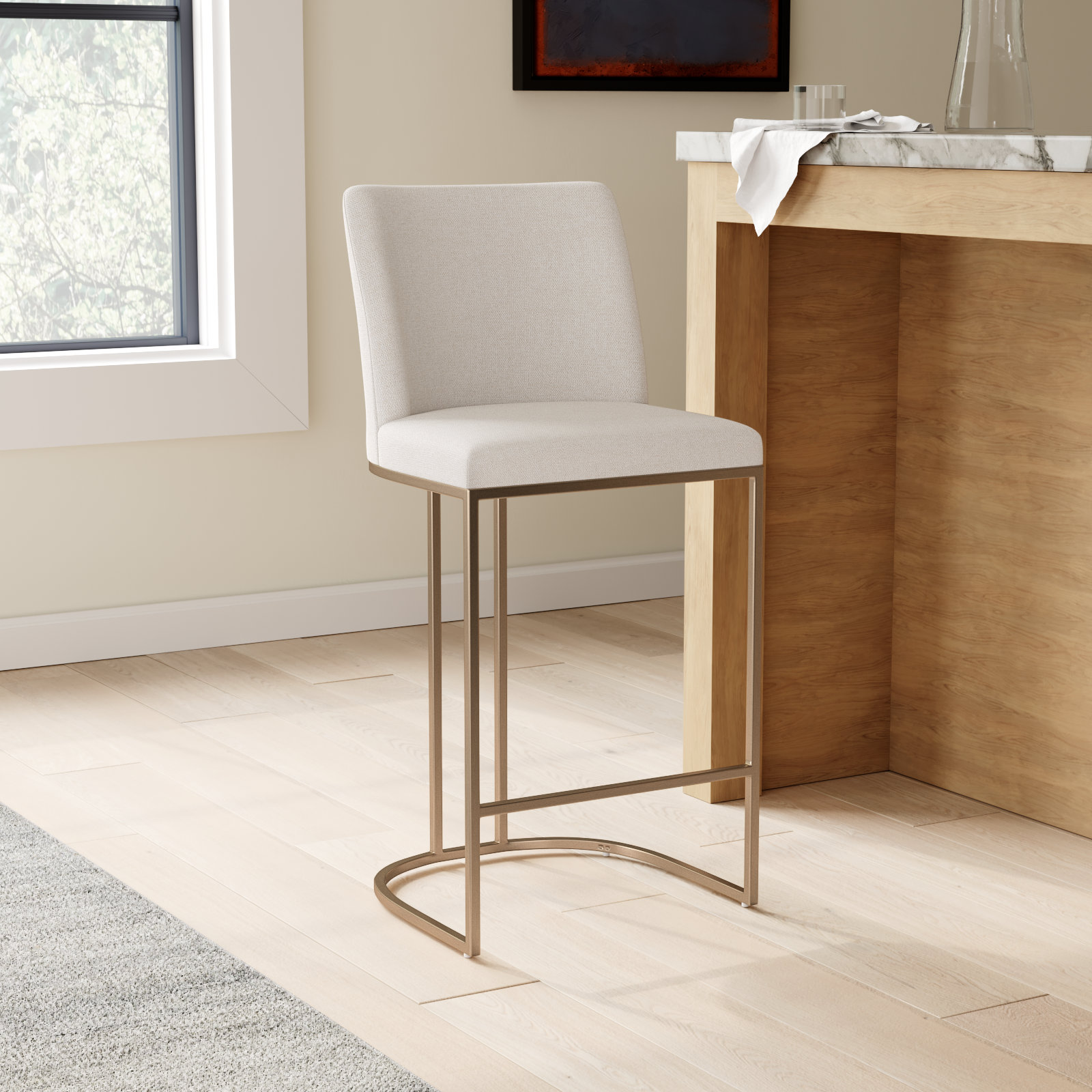Caddo Upholstered Counter Stool with Metal Frame