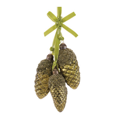 Glass Pine Cone Drop Ornaments (Set of 6) – 7" Nature-Inspired Christmas Décor