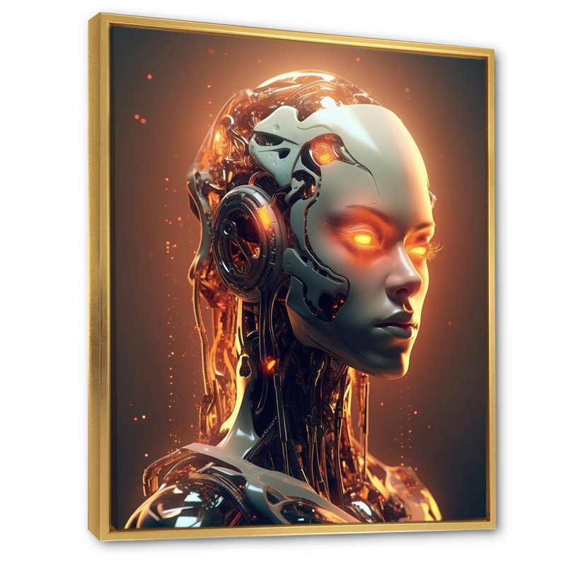 Robotic Demon II sur impression sur toile, Cadre flottant doré, H 20 po x l 12 po x P 1 po