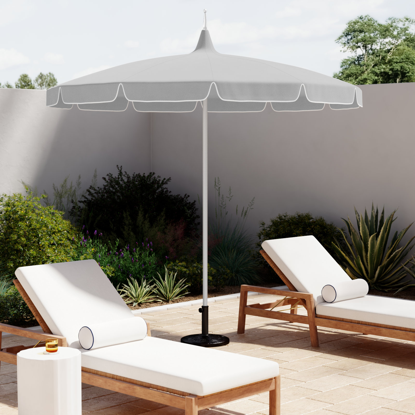 Nikolitsa 8.5' Sunbrella Pagoda Umbrella, Natural Sunbrella®