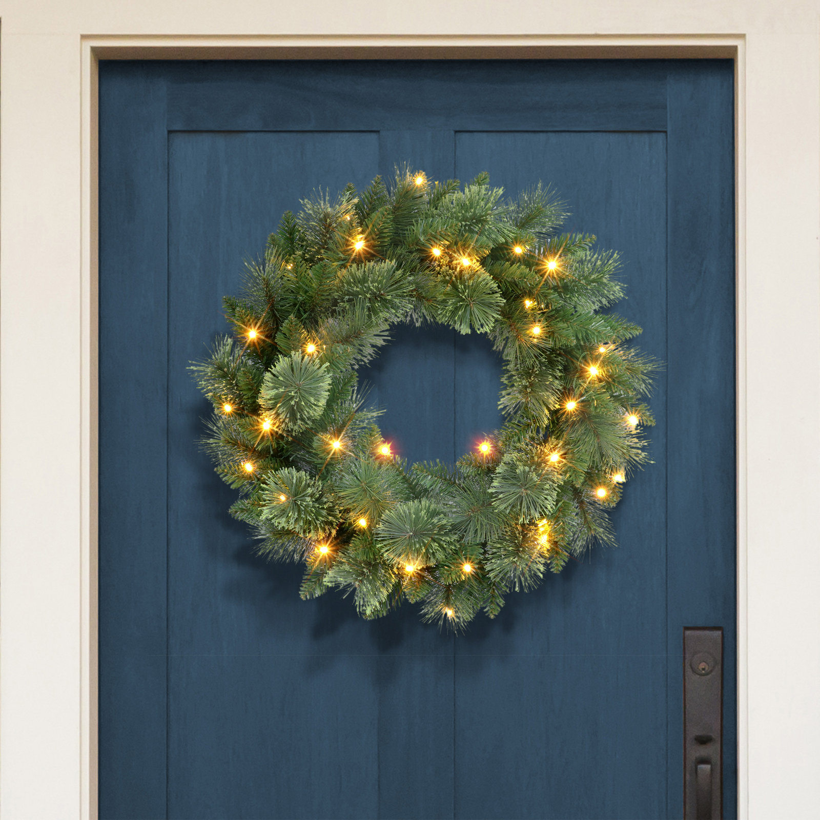 24'' Faux Pine Lighted Wreath