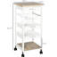 Chariot de rangement roulant blanc - Cadre en bois massif avec tiroir pour ustensiles de cuisine et épices en fil de fer