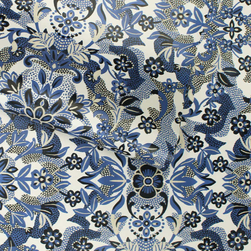 Papier peint adhésif à médaillon orné, Bleu saphir