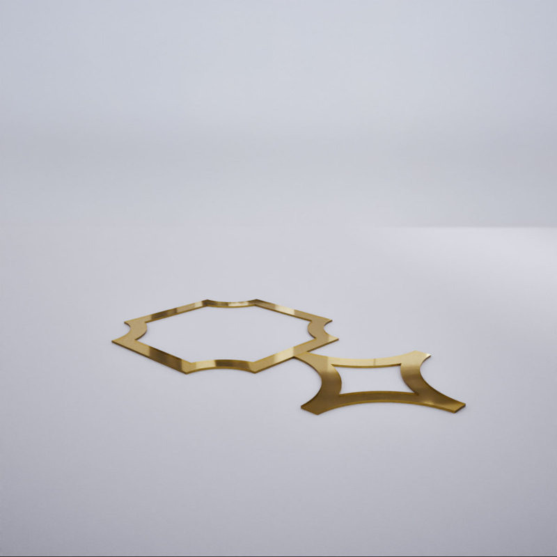 Anderson Decorative Fretwork Acrylic Wall Panels, Small, 20 5/8"W x 11 3/8"H x 1/8"T, Gold Mirror, Gold Mirror