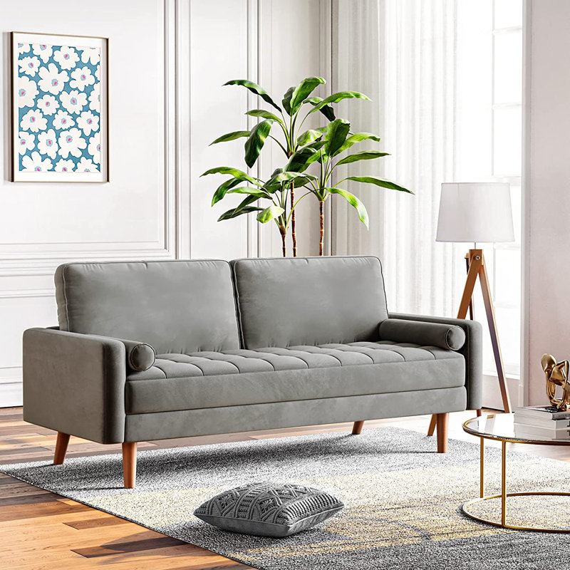 Delicat 58.46'' Velvet Loveseat, Gray Velvet