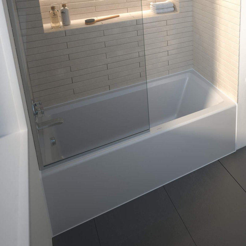 Duravit Architect 60" x 30" Drop In Alcove Soaking Acrylic Bathtub, Right