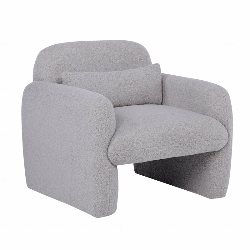 33.86'' Single Sofa and Toss Pillow, Solid Wood Frame 300 Lbs Capacity for Small Spaces, Light Gray Teddy Incorrect 1