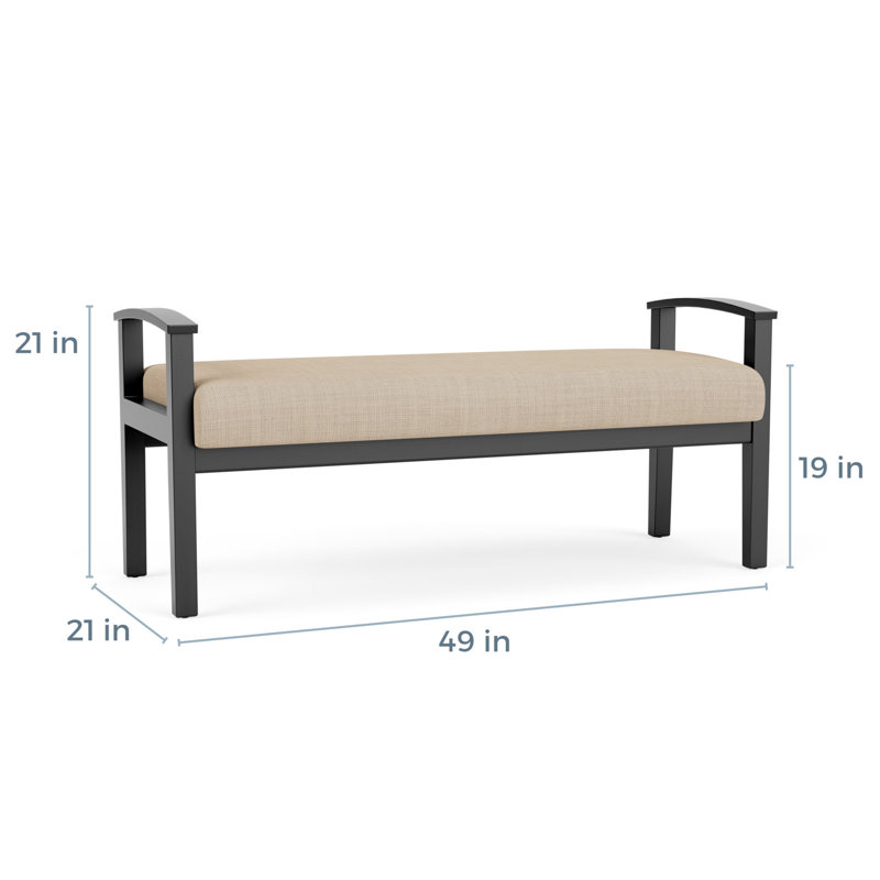 Banc en bois massif Amherst, Noir, Chambray calcaire