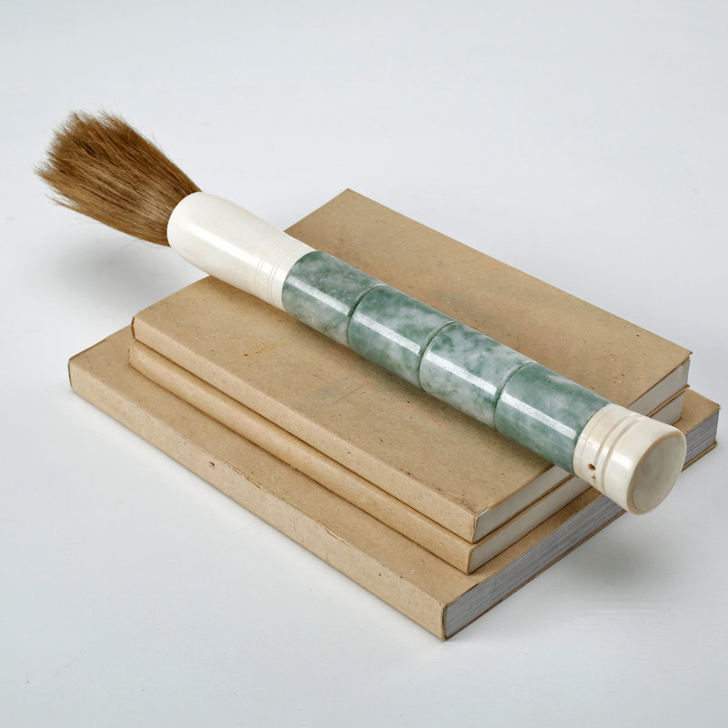 Lily's Living Approx. 14-15 Inches Long Neutral Cylindrical Jade Calligraphy Brush