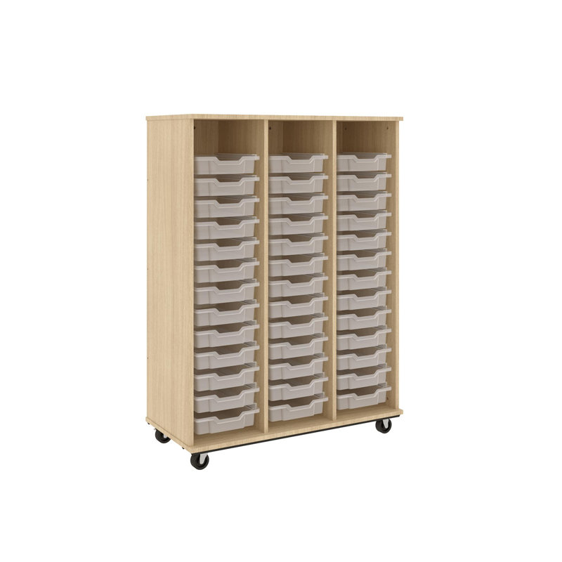 Rangement mobile de classe ouverte à 3 bacs - (39) bacs de 3 po, Palmeraie orange