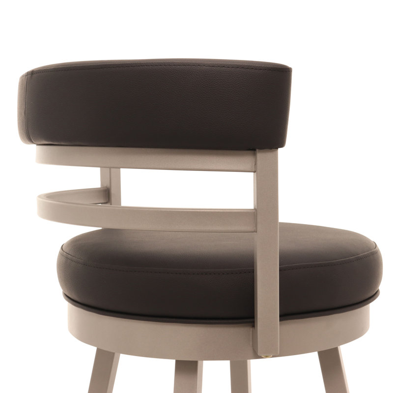 Sunnydale Camden 26" Swivel Counter Stool, Sterling Mist Finish & Obsedian Black Leatherette