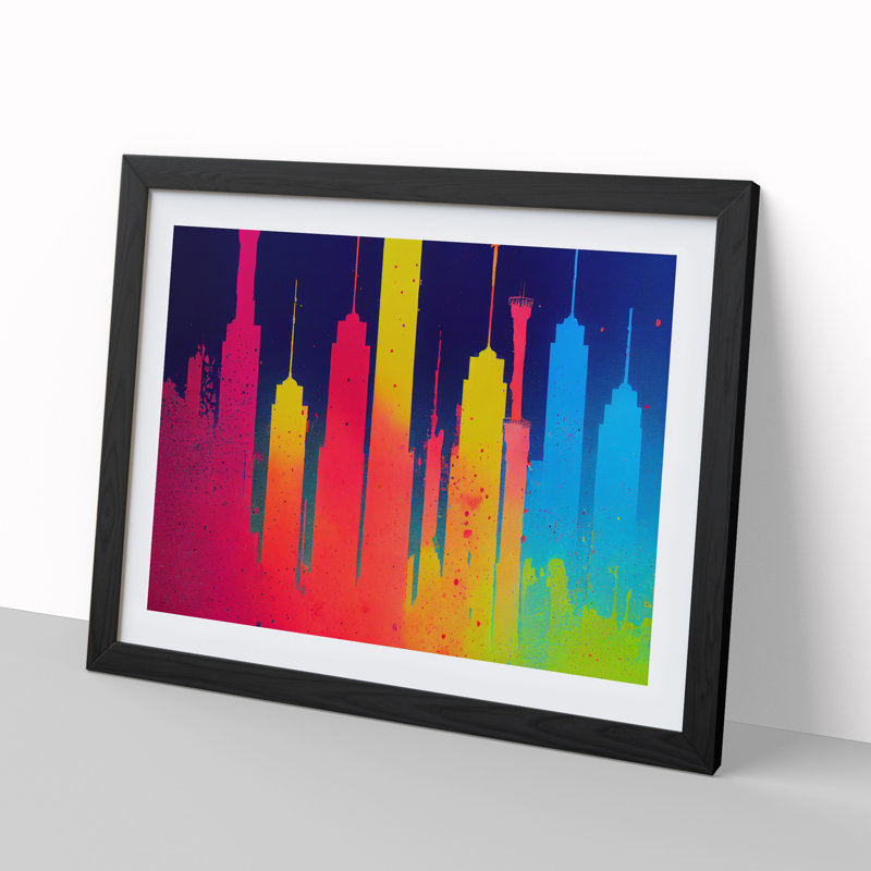 Skyscraper Skyline Splashed Vol.6 Abstract - Framed Print, Black Framed, 25cm H x 34cm W x 2cm D