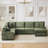 Sectional Sofa U-shaped Sectional 125.2" Upholstered L-shaped Sofa with a Movable Ottoman and Side Storage Pockets for Living Room, Green-1332298630