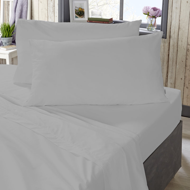Taft Cotton Blend/Polyester Plain Weave / Muslin Fitted Sheet, Kingsize (5'), Dove Grey