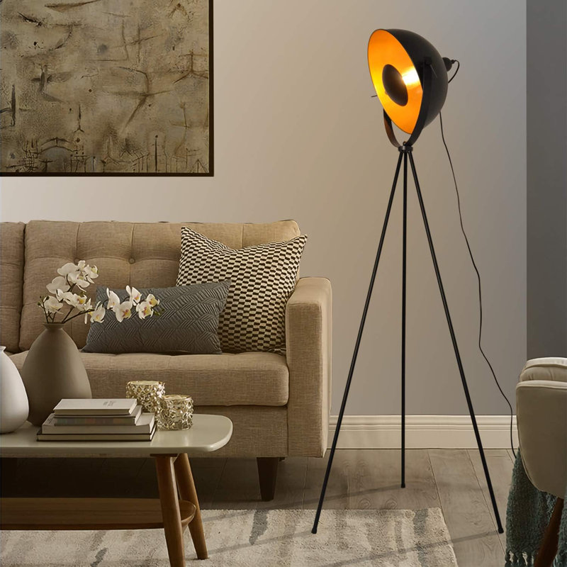 Lampe trépied industrielle réglable pour salon Michael