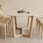 White + Burlywood Rectangular Sintered Stone + Solid Wood Dining Table-796138414