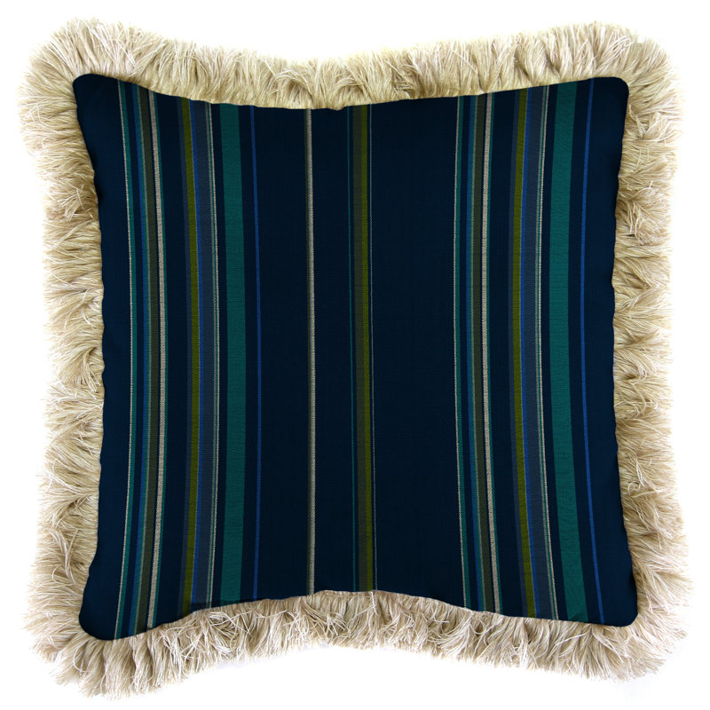15" x 15" Outdoor Throw Pillow with Fringe, White Stanton Lagoon