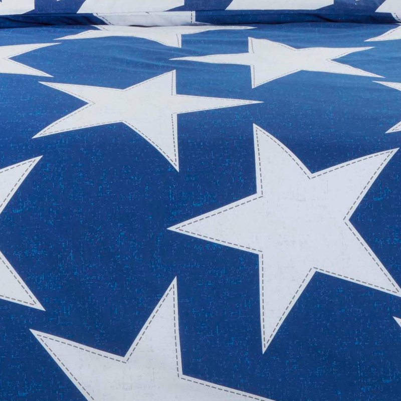 Sally Cotton Blend Geometric Shapes Duvet Cover Set with Pillowcases, Single - 1 Standard Pillowcase, Navy