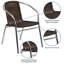 Chaise empilable en aluminium et rotin pour restaurant d'intérieur et d'extérieur