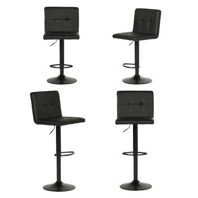 Swivel Upholstered and Faux Leather Adjustable Height Bar Stool