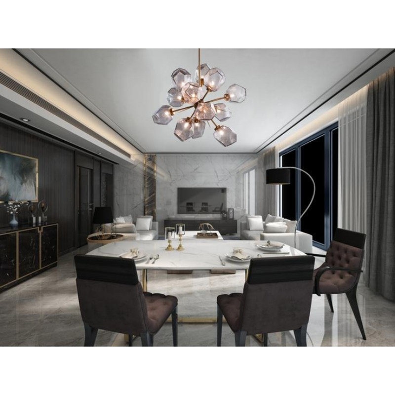 Lustre spoutnik clair Cicero Starburst, Nickel brossé, Clair, H 36 po x l 38 po x P 38 po