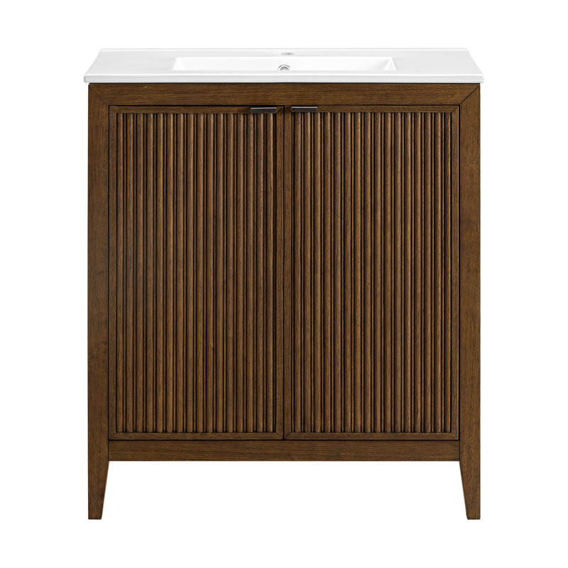 Meuble-lavabo simple Kendal Slim de 76 cm (L) x 36 cm (P) en chêne brun rehaussé