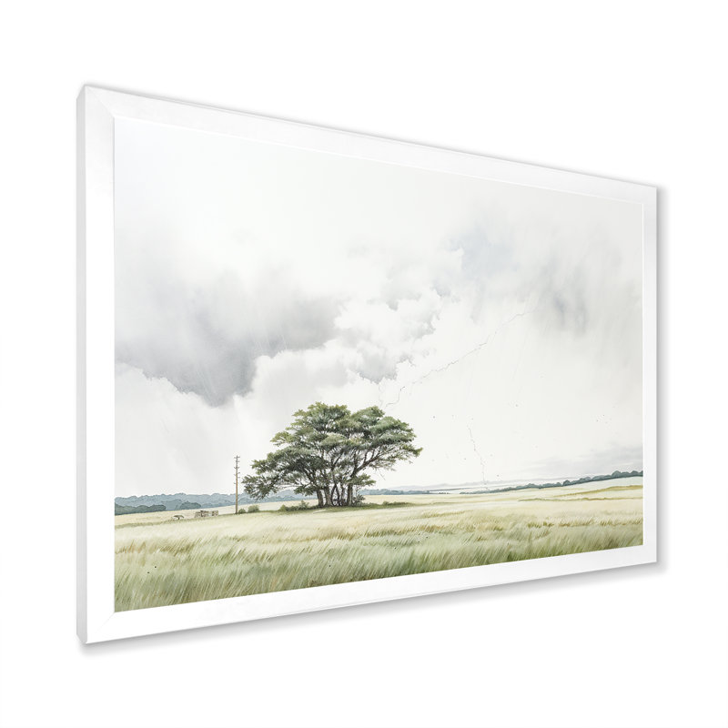 «Gray Lightning Scenery Minimalisme» sur toile, Cadre simple blanc, H 24 po x l 32 po x P 1 po
