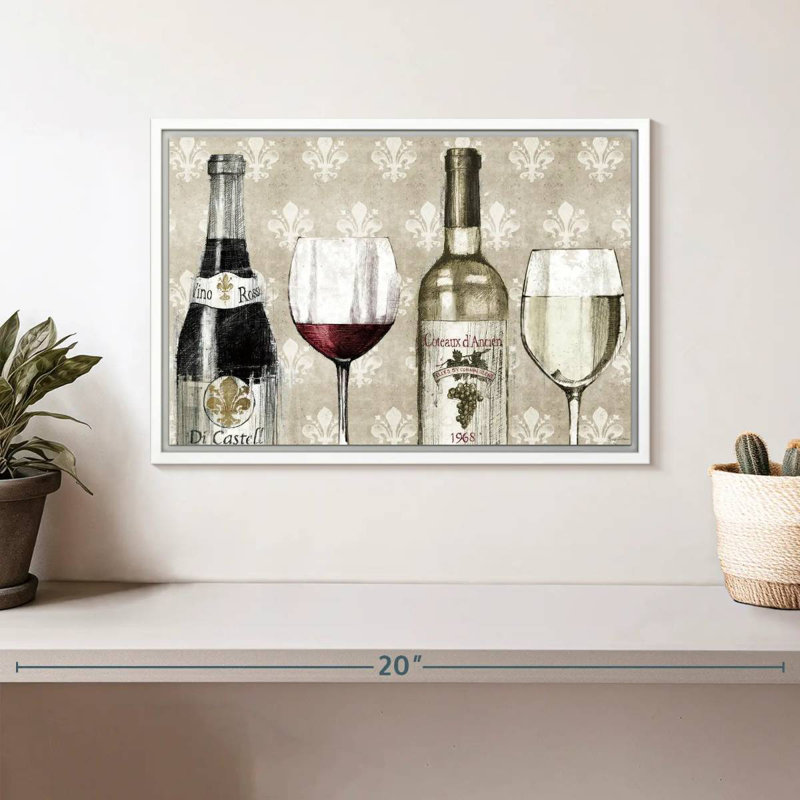 Crayon à vin III, 13 po x 9 po, Cadre flottant blanc