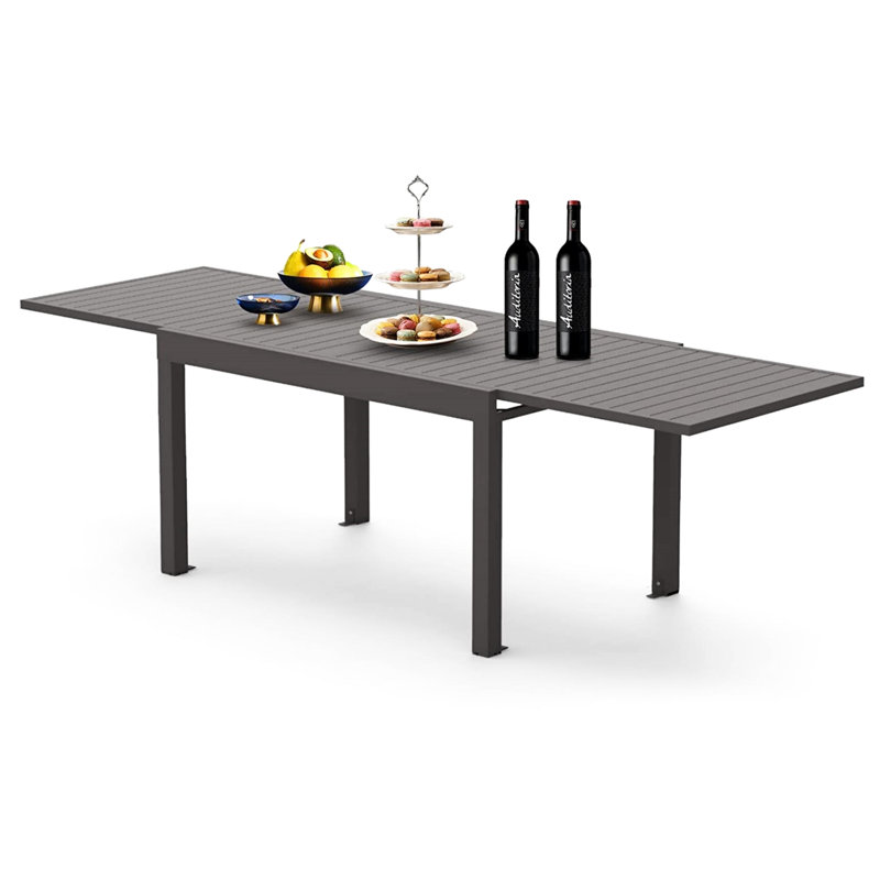 Grande table de salle à manger extensible d'extérieur réglable en métal et aluminium pour l'extérieur de 53 po à 106 po pour 6 à 8 personnes