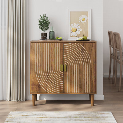 Buffet en bois Conrad avec rangement et tablettes réglables Conrad