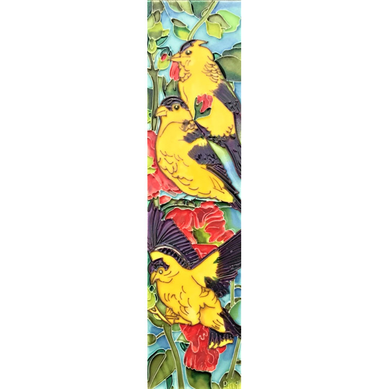 Finch Wall Décor 4x16" Ceramic Art Tile