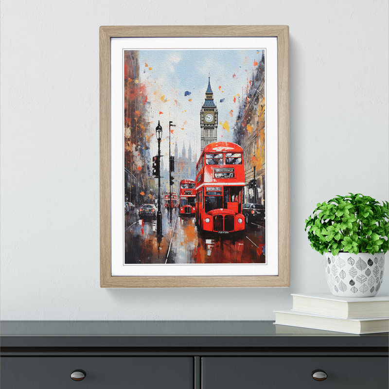 London Modern - Single Picture Frame Print on Wood, Oak, 64cm H x 46cm W x 2cm D
