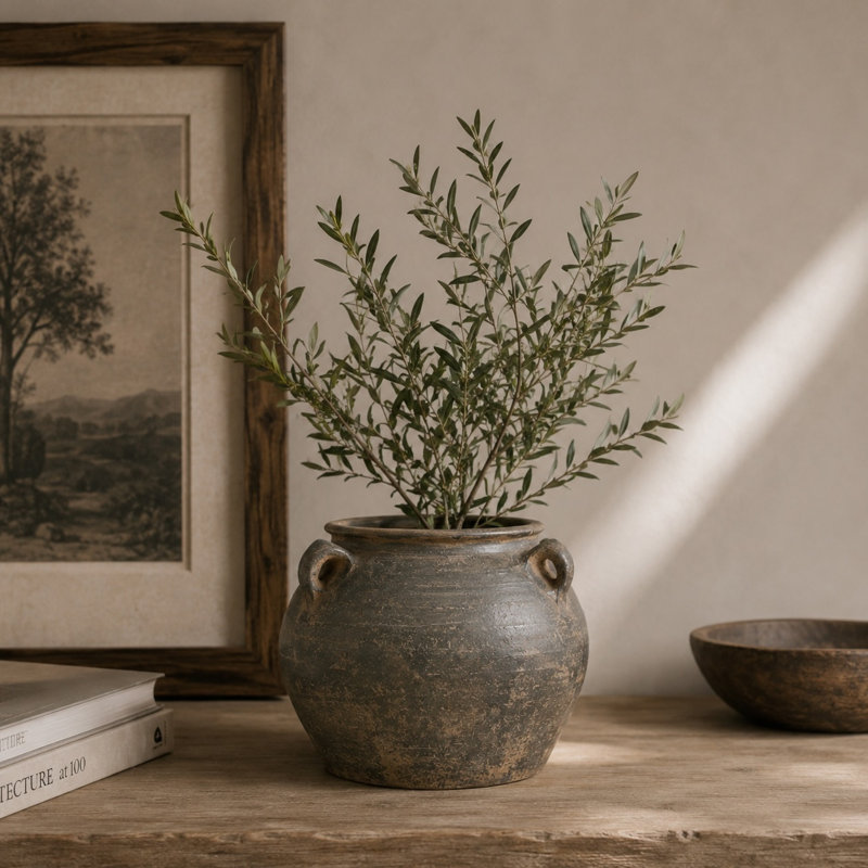 Vase de plancher en céramique Edmeston, H 8,27 po x l 10,24 po x P 10,24 po