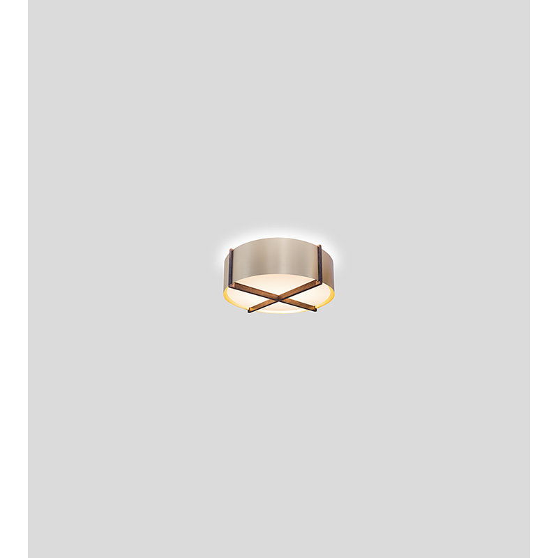Plura Flush Mount, Rose Gold, 7.8" H x 18" W x 18" D, Walnut