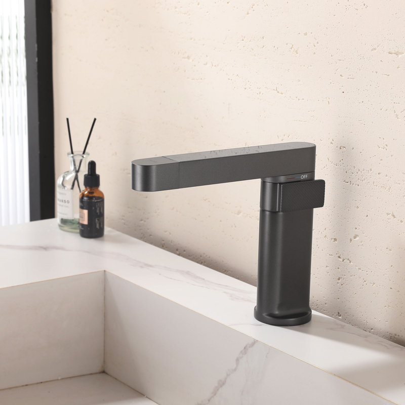 Robinet de salle de bain moderne rétractable 7,2 "avec affichage numérique de la température, Gunmetal Grey